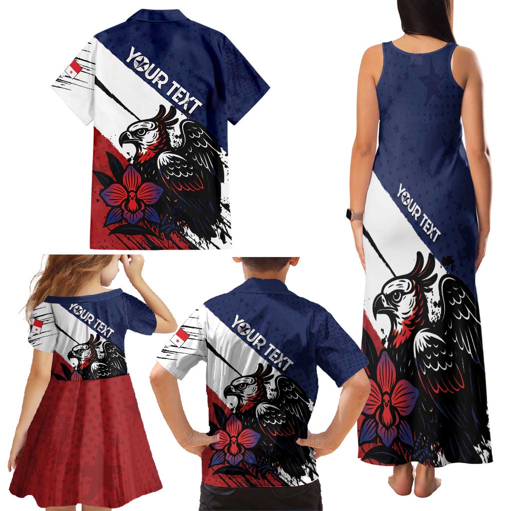 Personalized Panama Family Matching Tank Maxi Dress and Hawaiian Shirt Harpy Eagle Bird Grunge Style