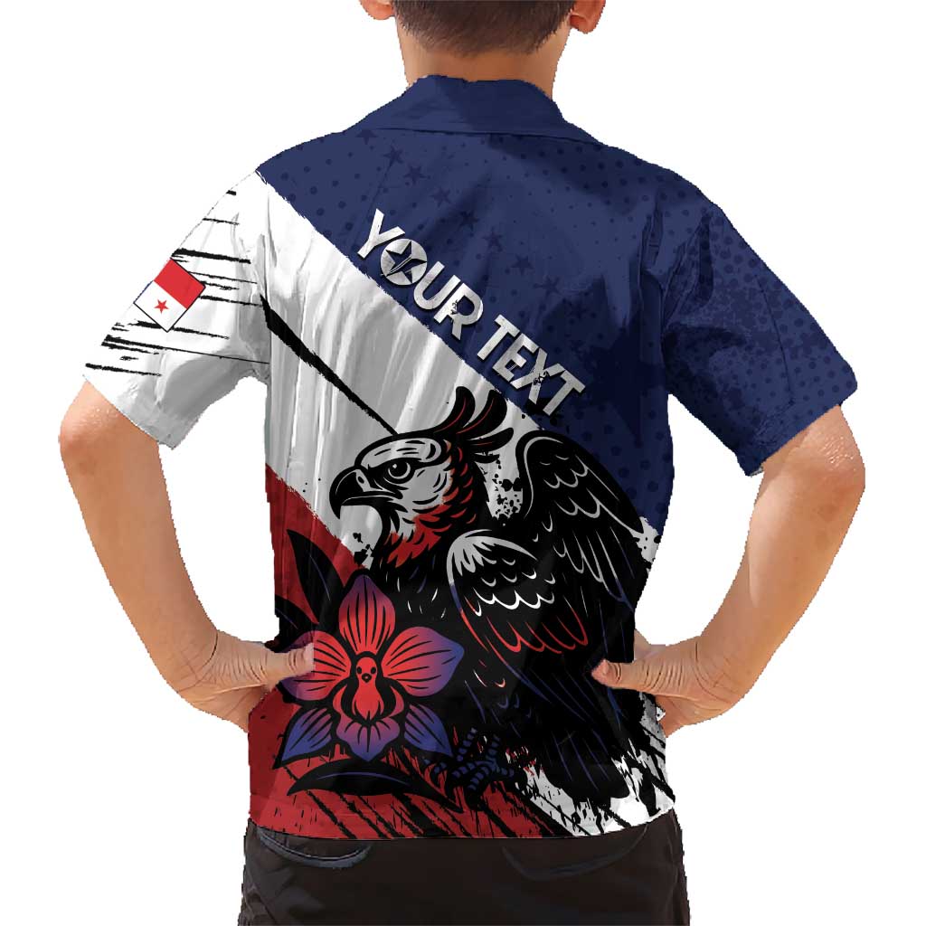 Personalized Panama Kid Hawaiian Shirt Harpy Eagle Bird Grunge Style