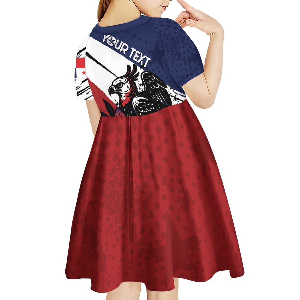 Personalized Panama Kid Short Sleeve Dress Harpy Eagle Bird Grunge Style
