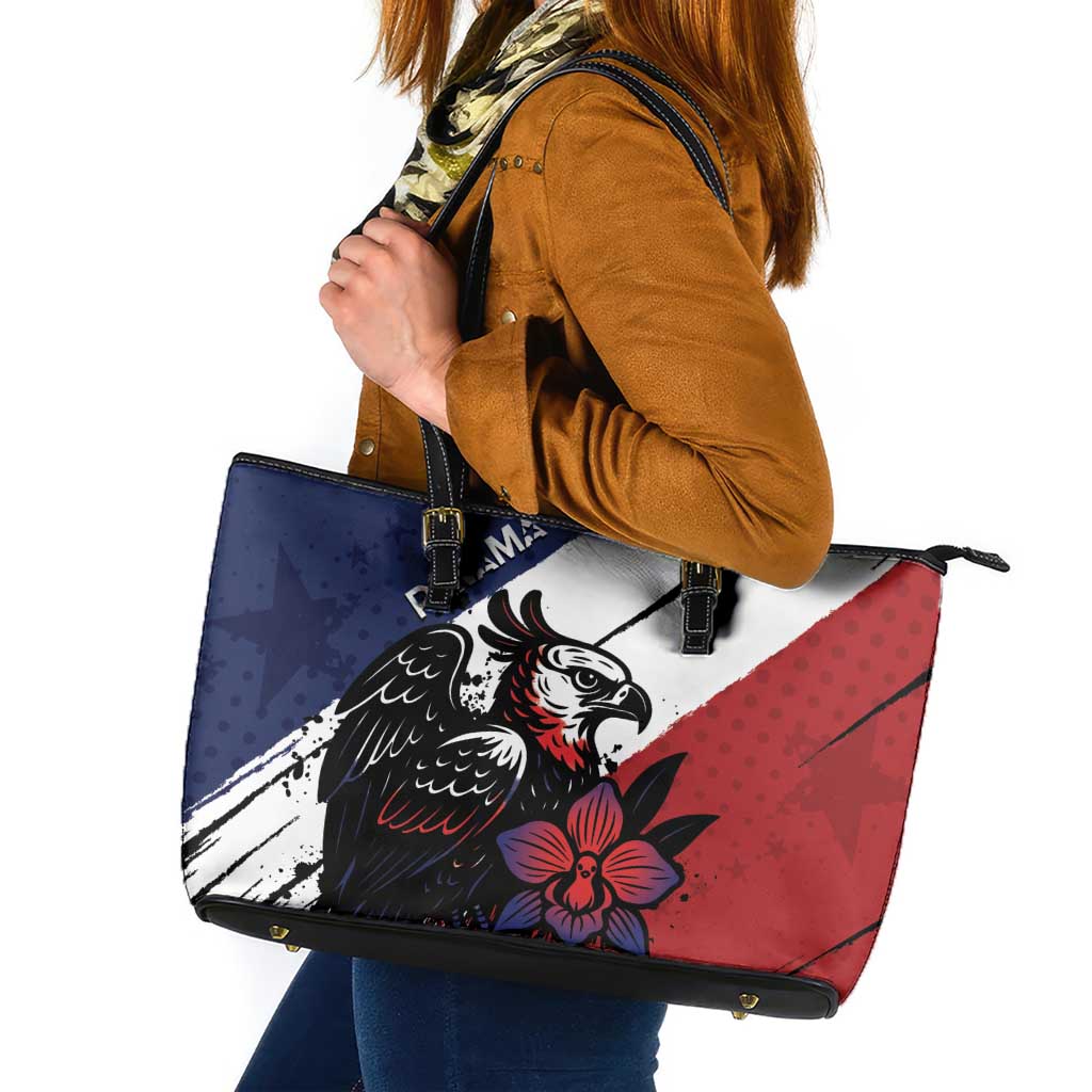 Panama Leather Tote Bag Harpy Eagle Bird Grunge Style