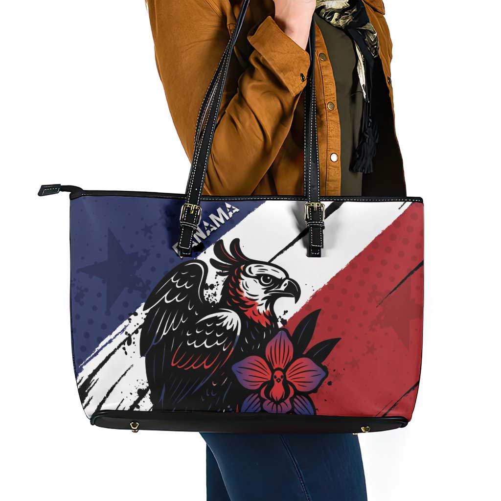 Panama Leather Tote Bag Harpy Eagle Bird Grunge Style