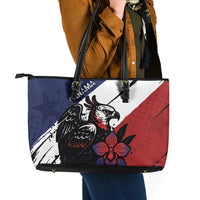 Panama Leather Tote Bag Harpy Eagle Bird Grunge Style