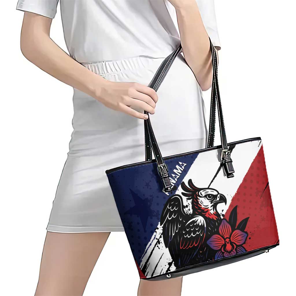 Panama Leather Tote Bag Harpy Eagle Bird Grunge Style