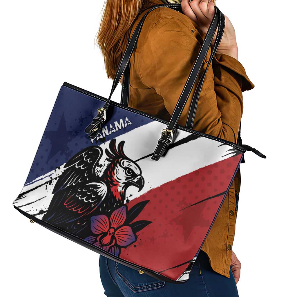 Panama Leather Tote Bag Harpy Eagle Bird Grunge Style