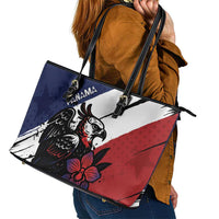 Panama Leather Tote Bag Harpy Eagle Bird Grunge Style