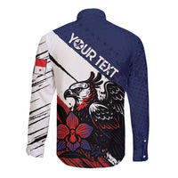 Personalized Panama Long Sleeve Button Shirt Harpy Eagle Bird Grunge Style