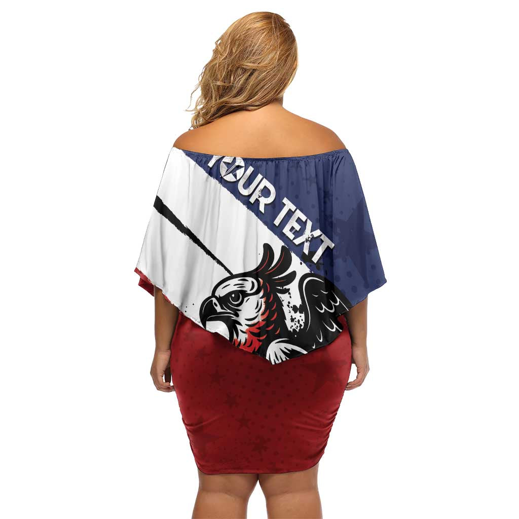 Personalized Panama Off Shoulder Short Dress Harpy Eagle Bird Grunge Style