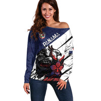 Personalized Panama Off Shoulder Sweater Harpy Eagle Bird Grunge Style