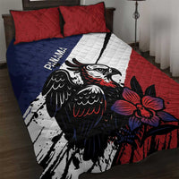 Panama Quilt Bed Set Harpy Eagle Bird Grunge Style