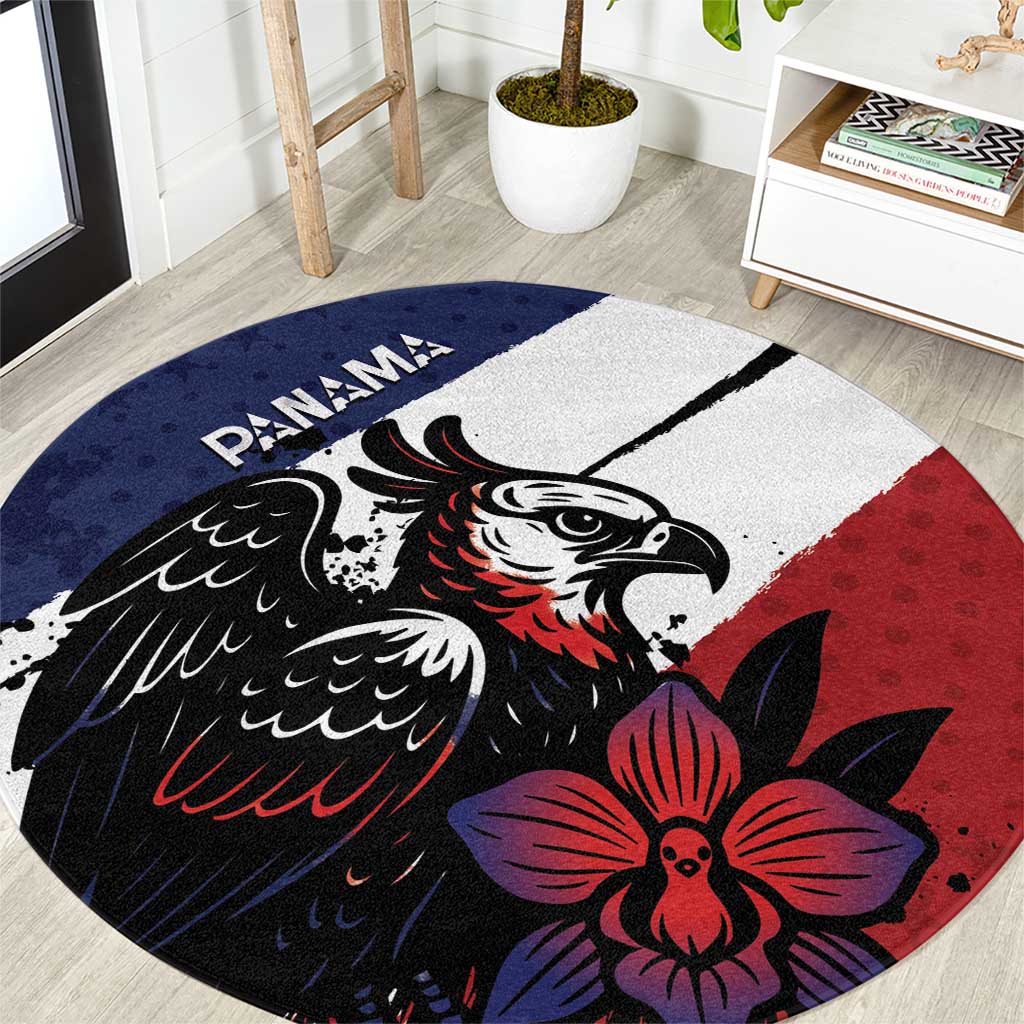 Panama Round Carpet Harpy Eagle Bird Grunge Style