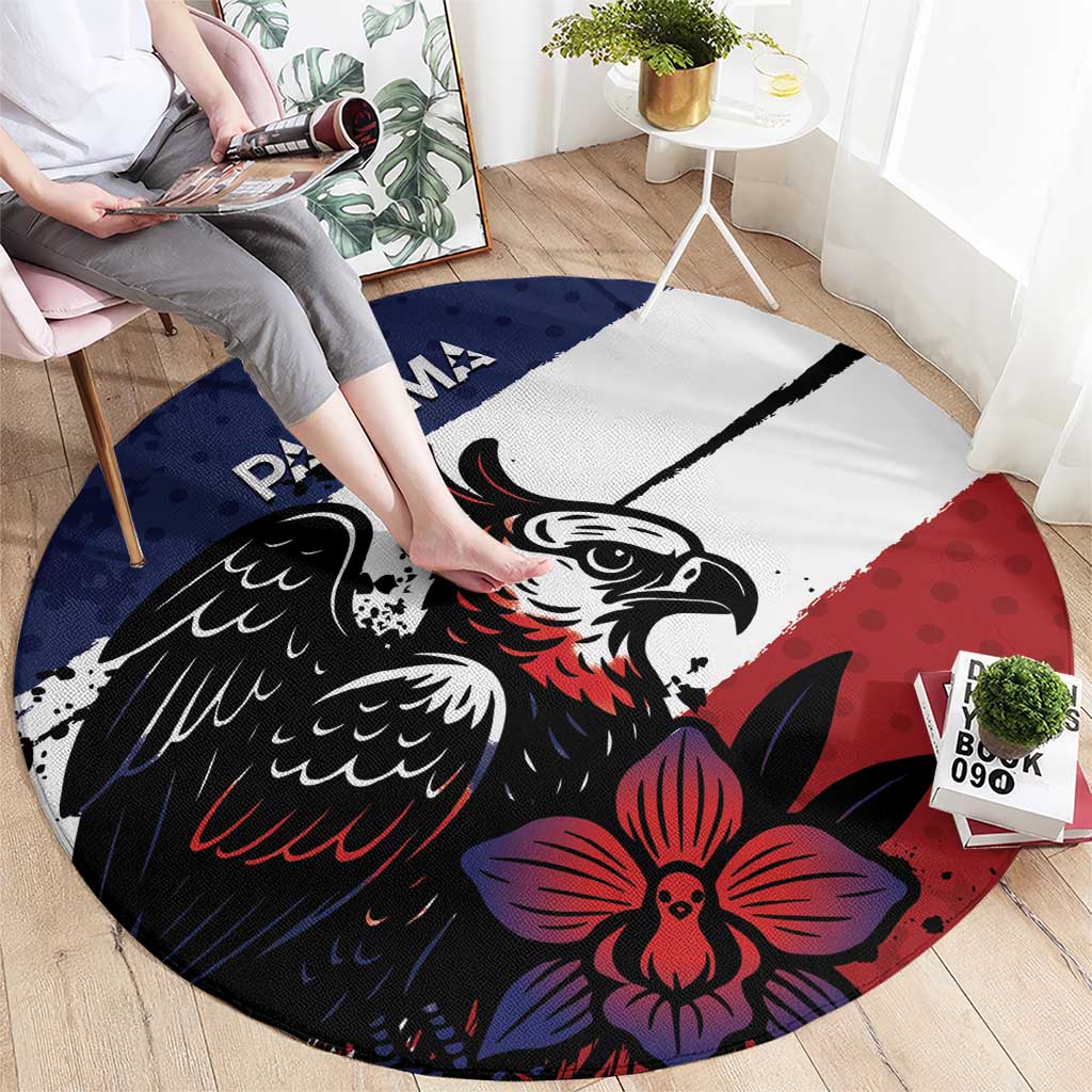Panama Round Carpet Harpy Eagle Bird Grunge Style