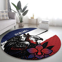 Panama Round Carpet Harpy Eagle Bird Grunge Style