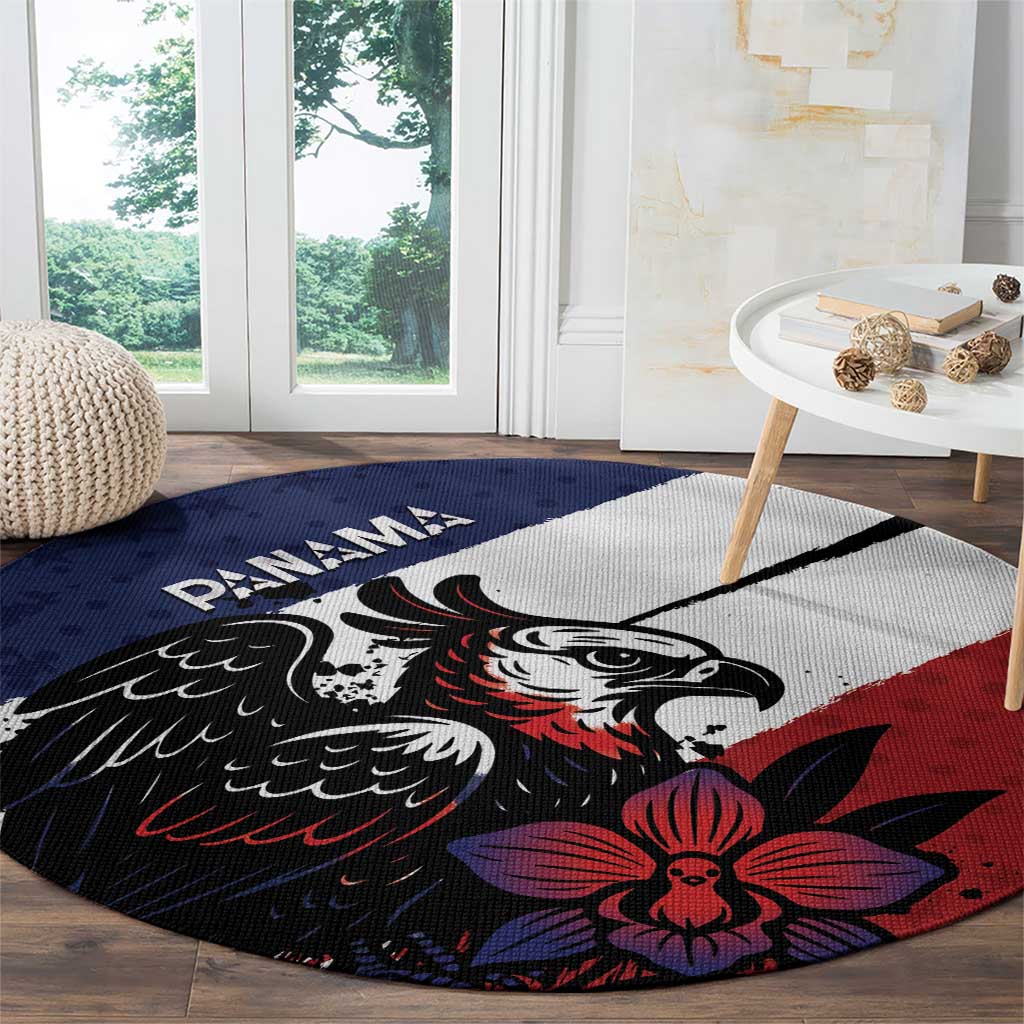 Panama Round Carpet Harpy Eagle Bird Grunge Style