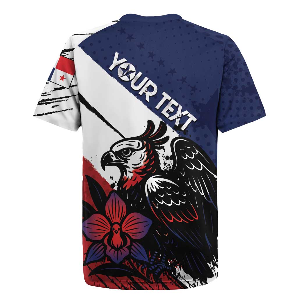 Personalized Panama Rugby Jersey Harpy Eagle Bird Grunge Style