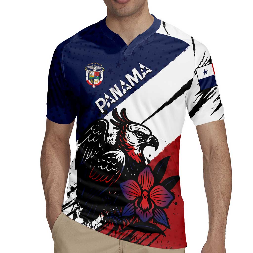 Personalized Panama Rugby Jersey Harpy Eagle Bird Grunge Style