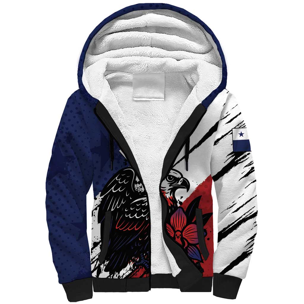 Personalized Panama Sherpa Hoodie Harpy Eagle Bird Grunge Style