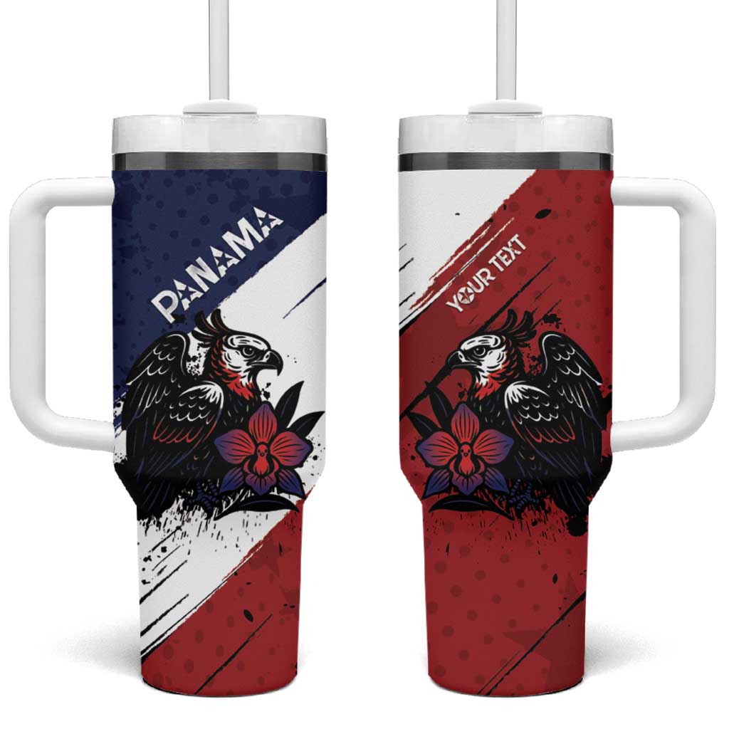 Personalized Panama Tumbler With Handle Harpy Eagle Bird Grunge Style
