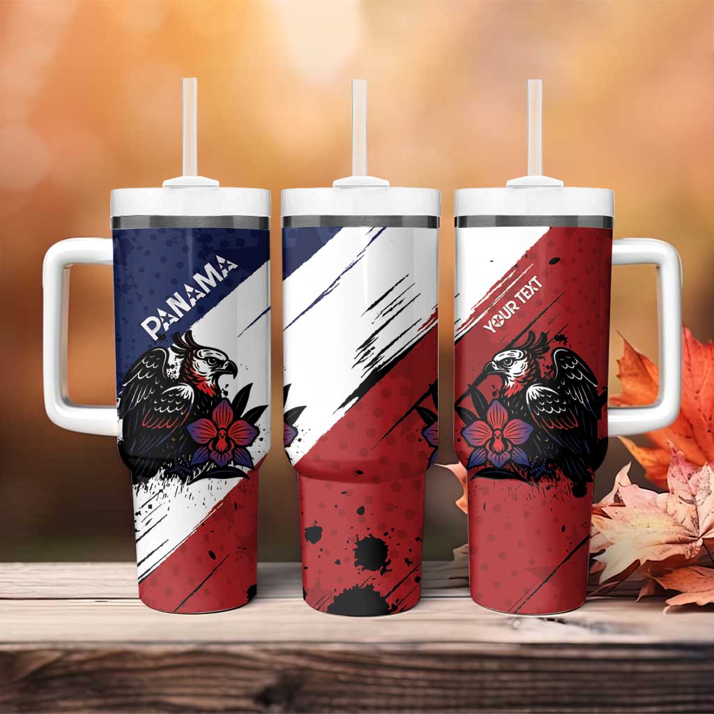 Personalized Panama Tumbler With Handle Harpy Eagle Bird Grunge Style