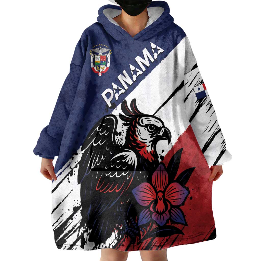 Personalized Panama Wearable Blanket Hoodie Harpy Eagle Bird Grunge Style