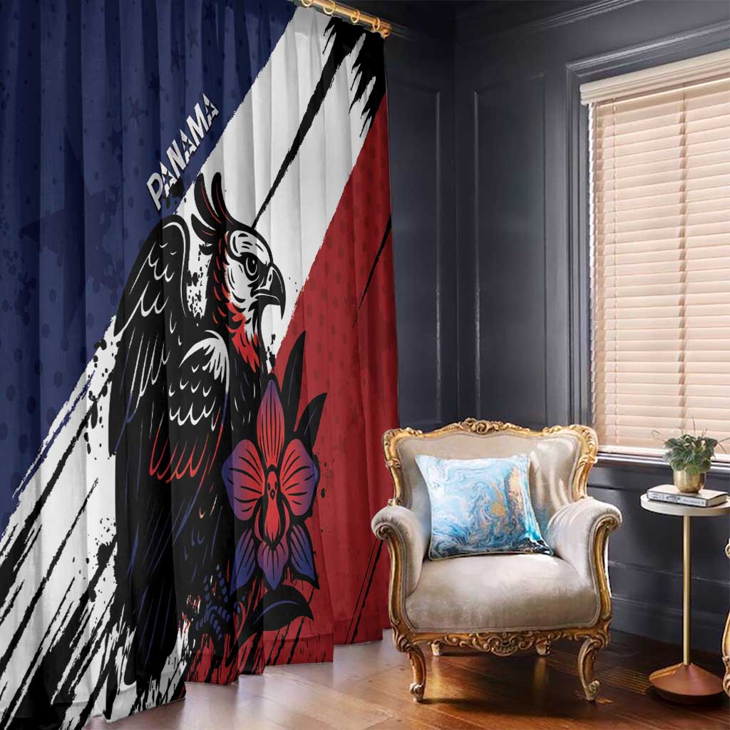 Panama Window Curtain Harpy Eagle Bird Grunge Style