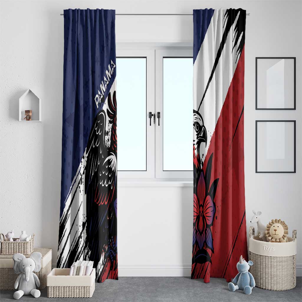 Panama Window Curtain Harpy Eagle Bird Grunge Style