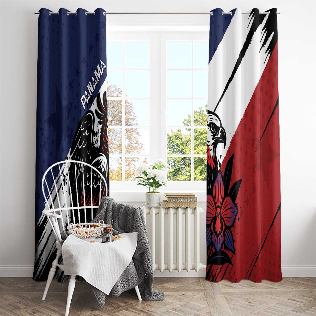 Panama Window Curtain Harpy Eagle Bird Grunge Style