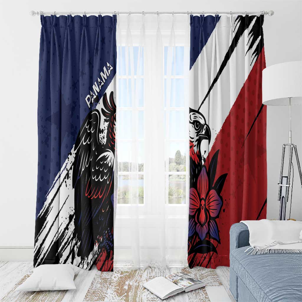 Panama Window Curtain Harpy Eagle Bird Grunge Style