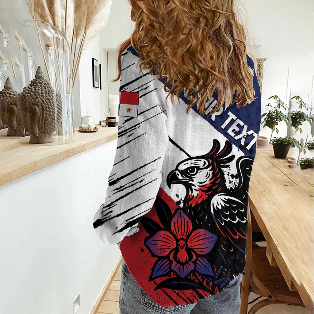 Personalized Panama Women Casual Shirt Harpy Eagle Bird Grunge Style