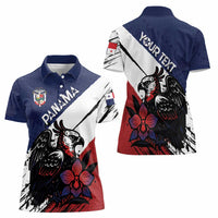 Personalized Panama Women Polo Shirt Harpy Eagle Bird Grunge Style