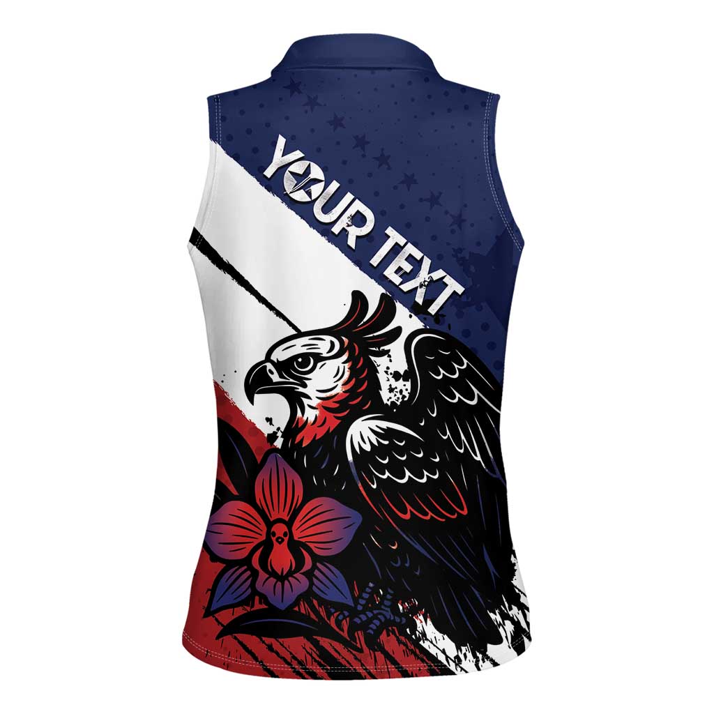 Personalized Panama Women Sleeveless Polo Shirt Harpy Eagle Bird Grunge Style