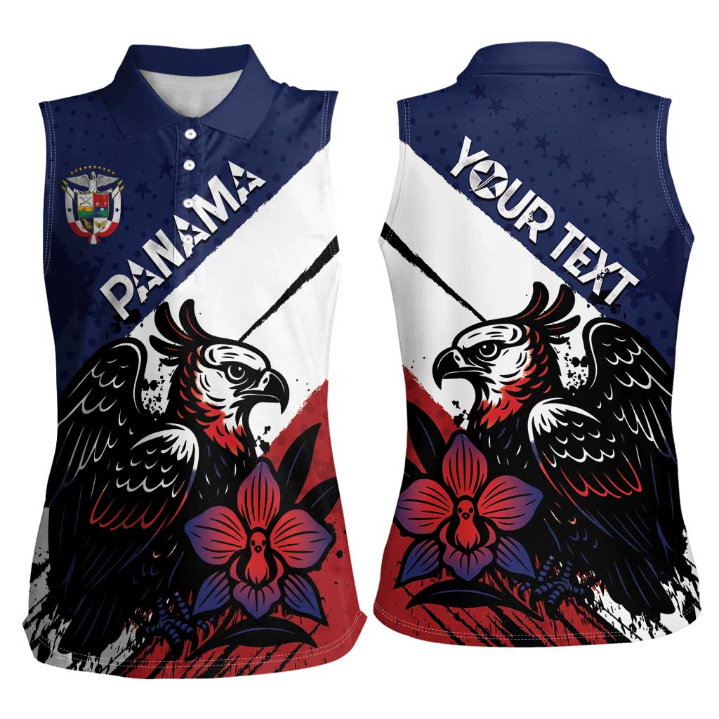 Personalized Panama Women Sleeveless Polo Shirt Harpy Eagle Bird Grunge Style
