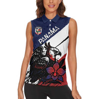 Personalized Panama Women Sleeveless Polo Shirt Harpy Eagle Bird Grunge Style