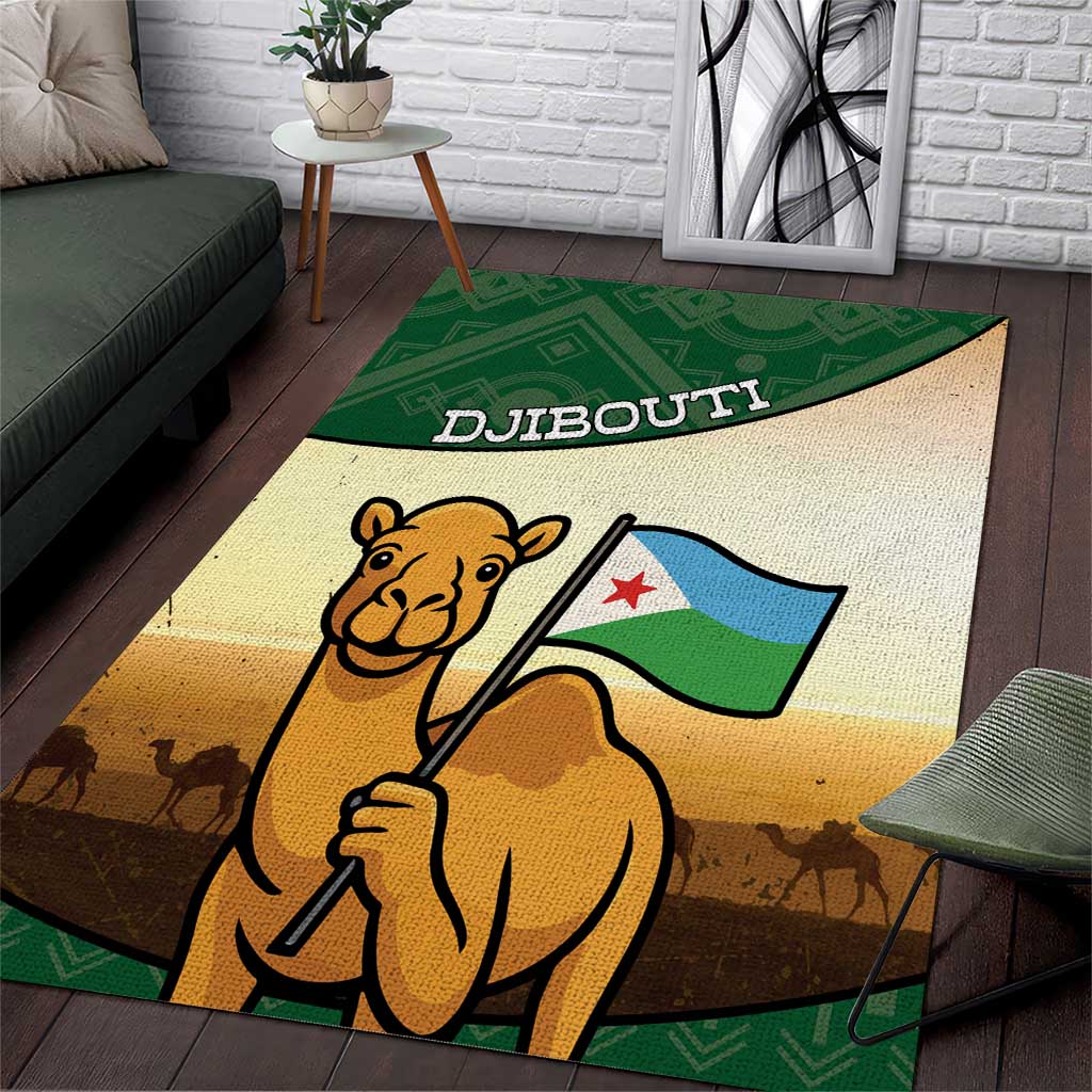 Djibouti Area Rug Camel Holding Jabuuti Flag
