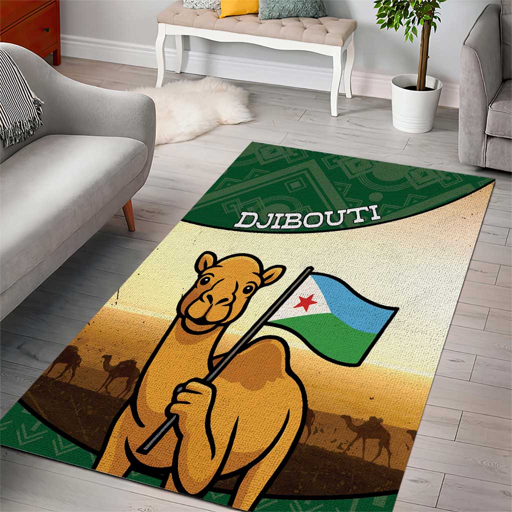 Djibouti Area Rug Camel Holding Jabuuti Flag