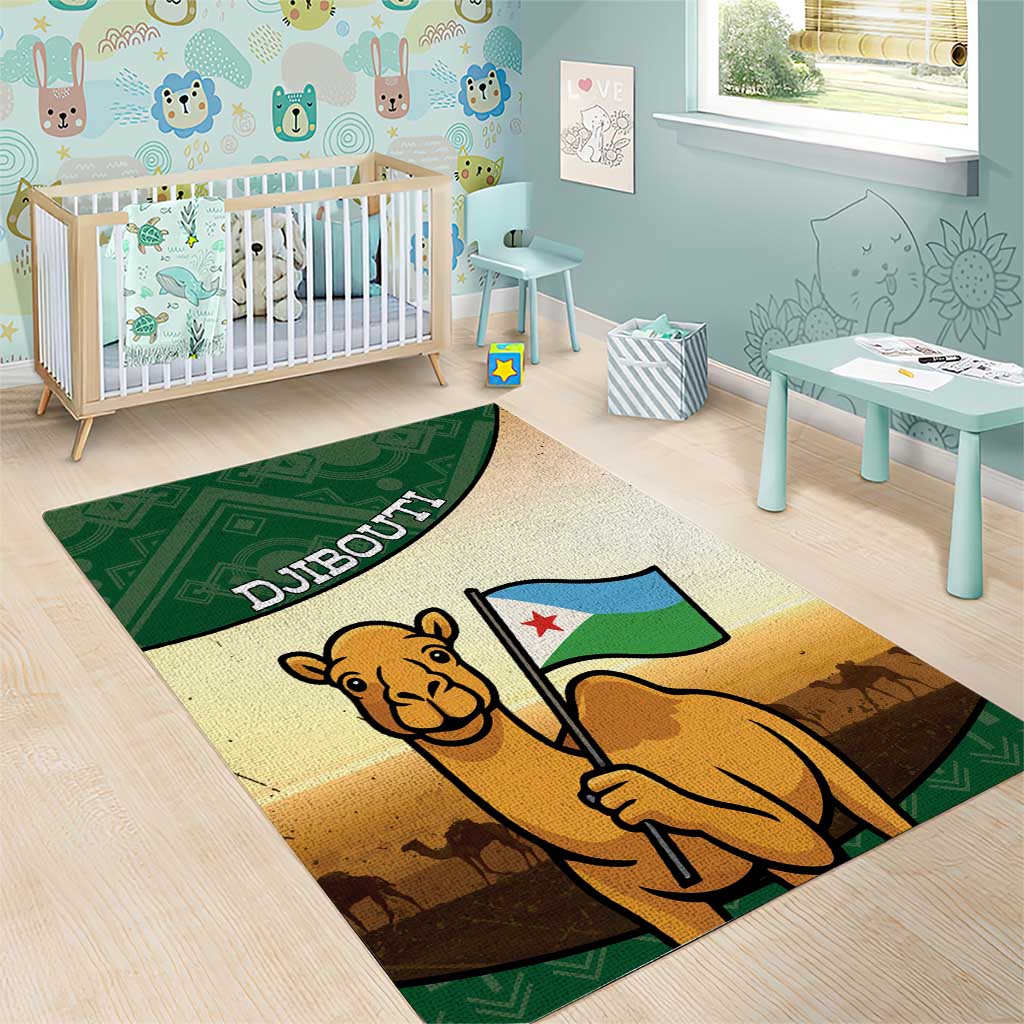 Djibouti Area Rug Camel Holding Jabuuti Flag