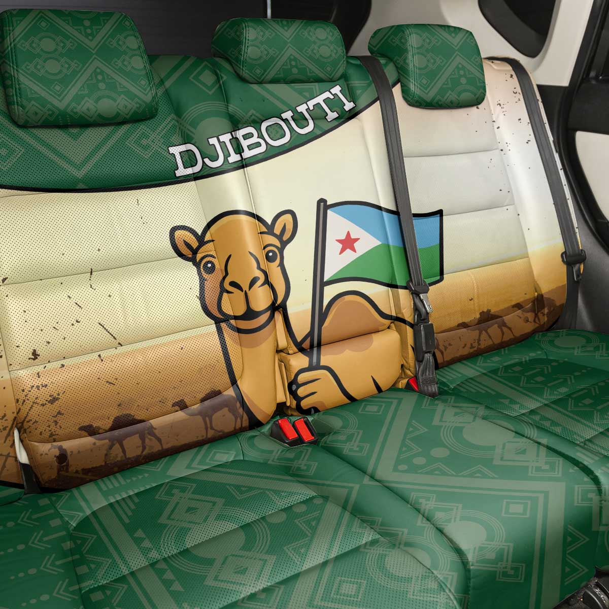 Djibouti Back Car Seat Cover Camel Holding Jabuuti Flag