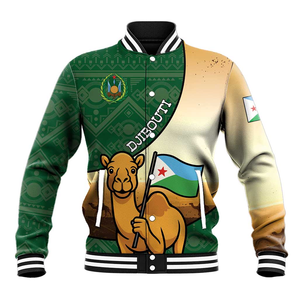 Personalized Djibouti Baseball Jacket Camel Holding Jabuuti Flag