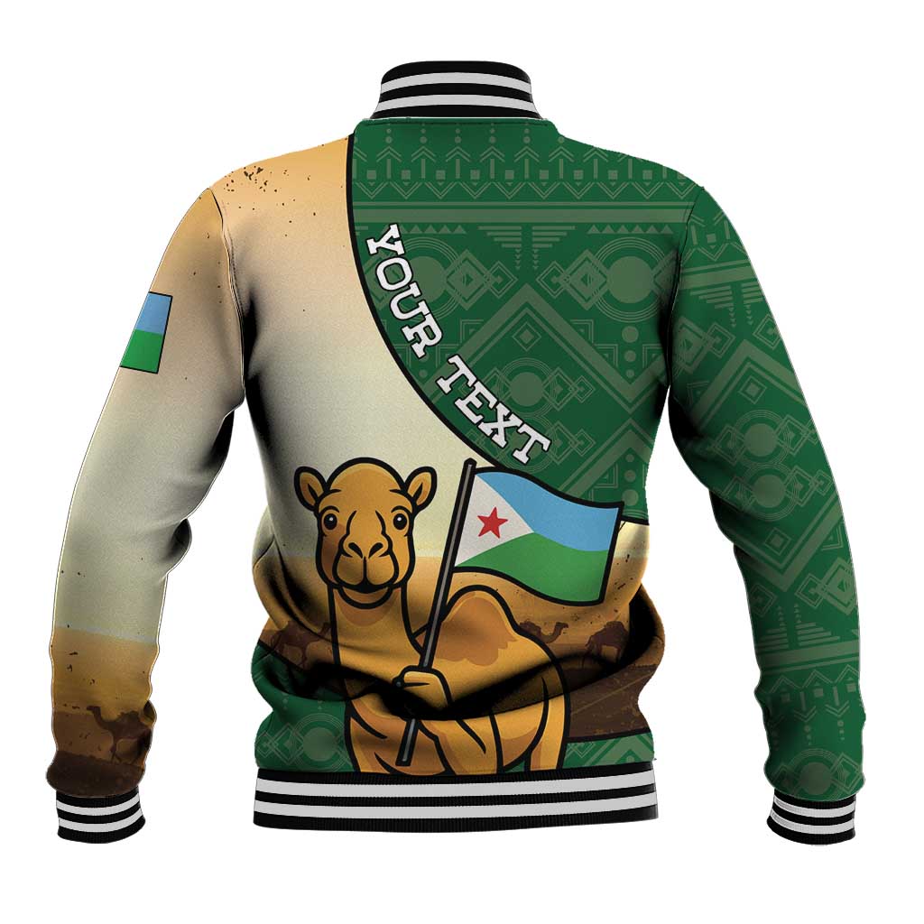 Personalized Djibouti Baseball Jacket Camel Holding Jabuuti Flag