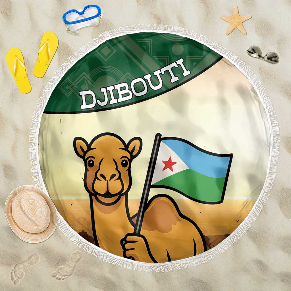 Djibouti Beach Blanket Camel Holding Jabuuti Flag