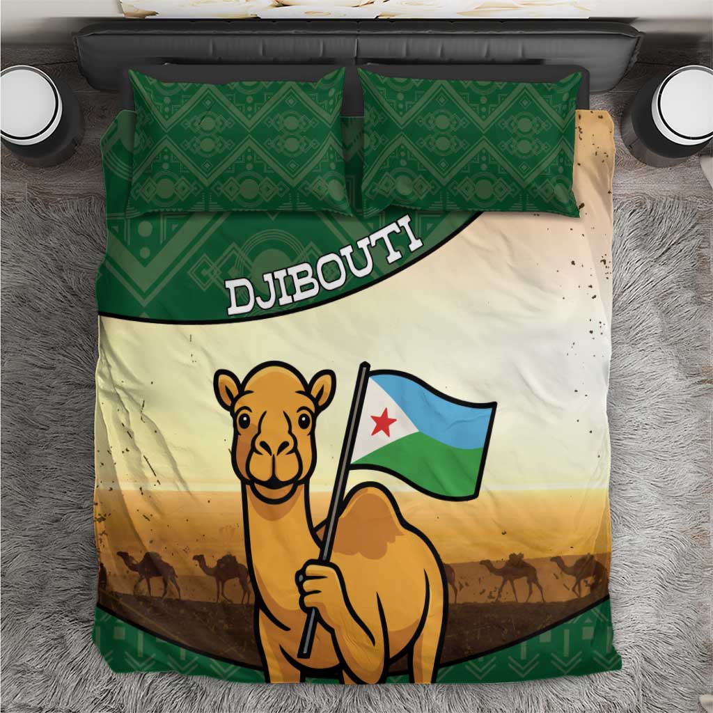 Djibouti Bedding Set Camel Holding Jabuuti Flag