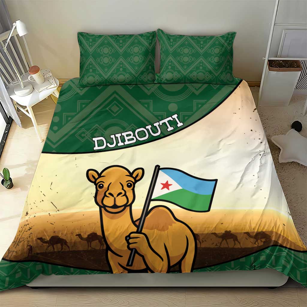 Djibouti Bedding Set Camel Holding Jabuuti Flag