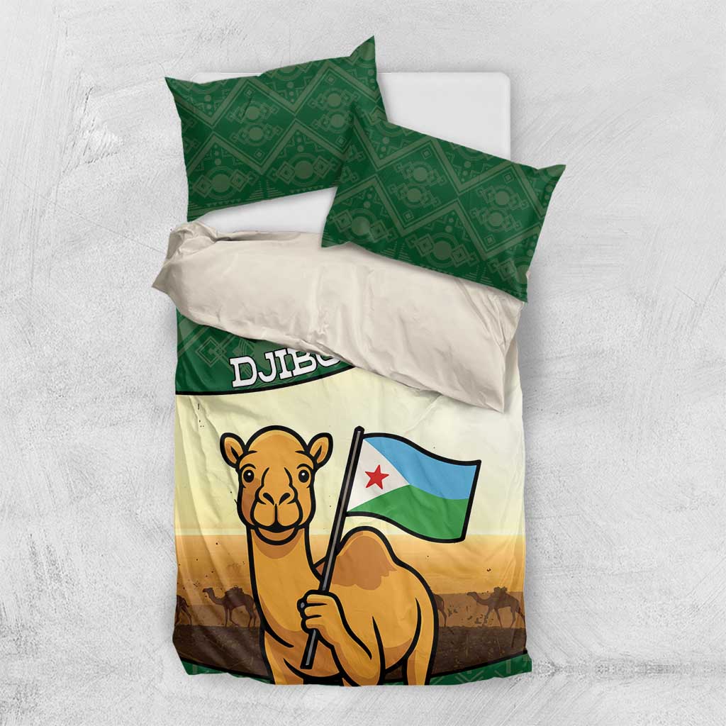 Djibouti Bedding Set Camel Holding Jabuuti Flag