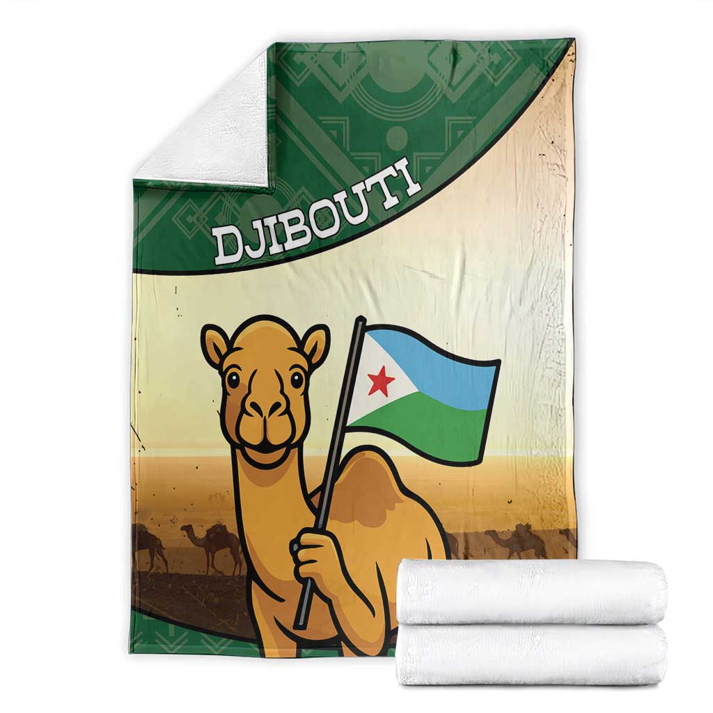 Djibouti Blanket Camel Holding Jabuuti Flag