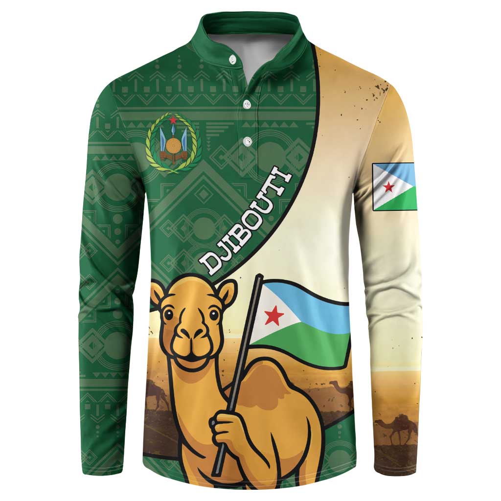 Personalized Djibouti Button Sweatshirt Camel Holding Jabuuti Flag