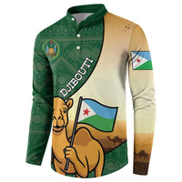 Personalized Djibouti Button Sweatshirt Camel Holding Jabuuti Flag
