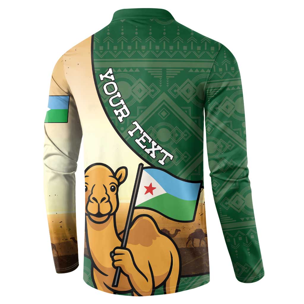 Personalized Djibouti Button Sweatshirt Camel Holding Jabuuti Flag