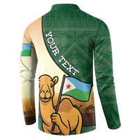 Personalized Djibouti Button Sweatshirt Camel Holding Jabuuti Flag