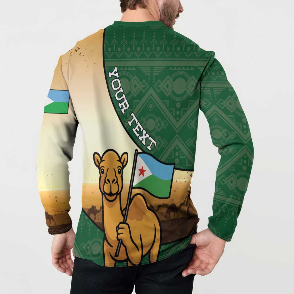 Personalized Djibouti Button Sweatshirt Camel Holding Jabuuti Flag