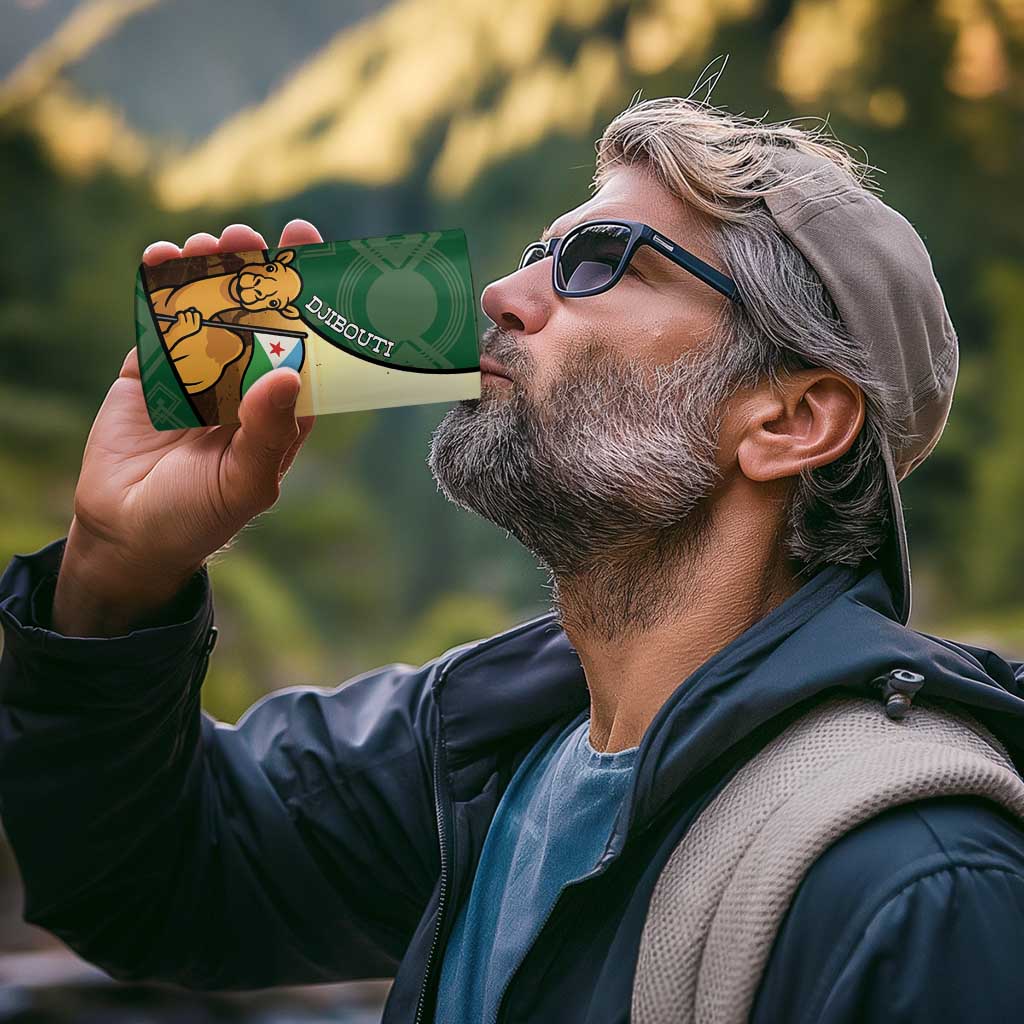 Personalized Djibouti 4 in 1 Can Cooler Tumbler Camel Holding Jabuuti Flag