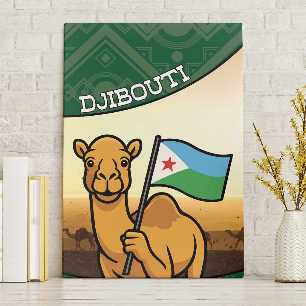Djibouti Canvas Wall Art Camel Holding Jabuuti Flag